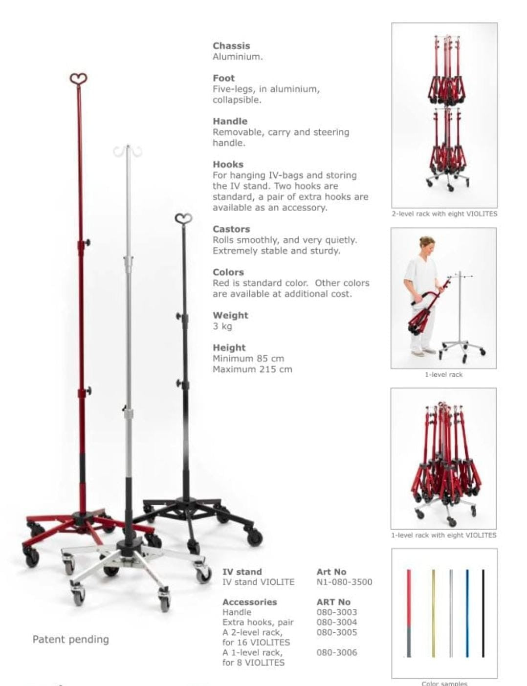 VIOLITE Mobile Aluminum IV Stand – Lightweight & Collapsible