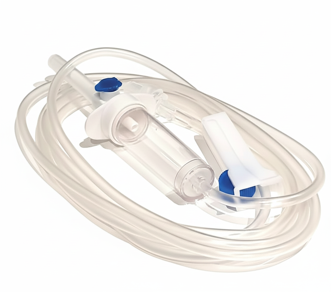 Medicare Intravenous Infusion Set with Built-in Airvent | Sterile & Non-Toxic IV Set for Medical Use | Disposable Infusion Tube with Drip Chamber & Flow Regulator |