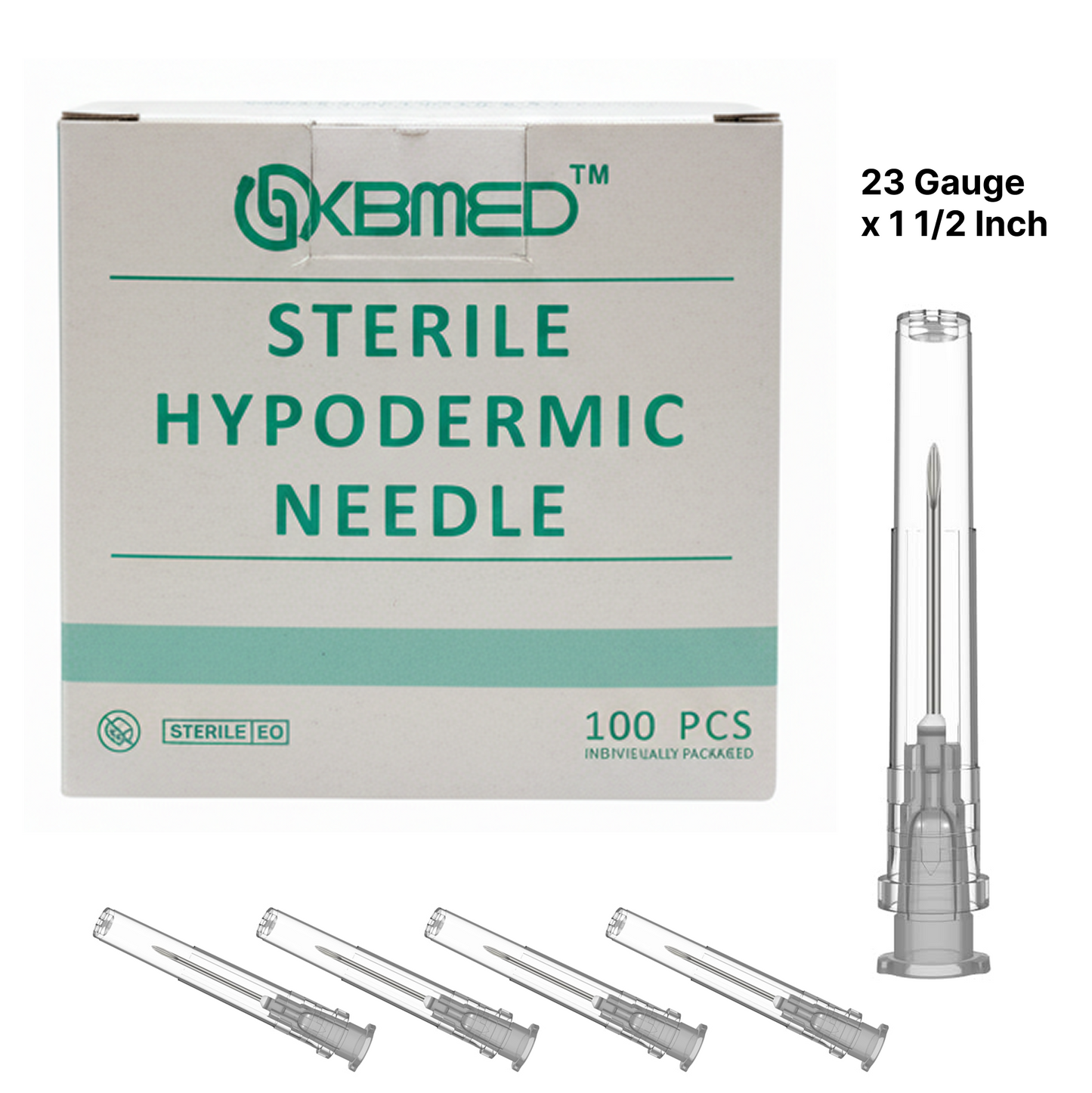 Sterile Hypodermic Needles 23G x 1½” (38mm) – Non-Pyrogenic, EO Sterilized, Medical-Grade Disposable Needles for Injection & Laboratory Use – Pack of 100