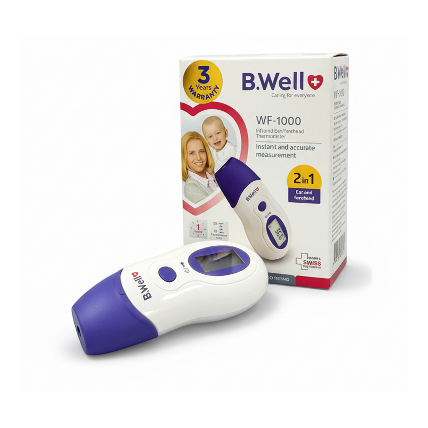 WF-1000 Digital Infrared Thermometer | 2 in 1 Ear & Forehead Temperature Scanner | 1 Second Fast Reading | Fever Indicator | For Baby, Kids & Adults | Swiss Controlled | 3 Year Warranty