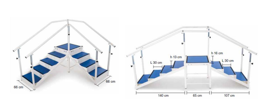 2-Flight Rehabilitation Training Stairs – Double-Sided Gait & Balance Trainer