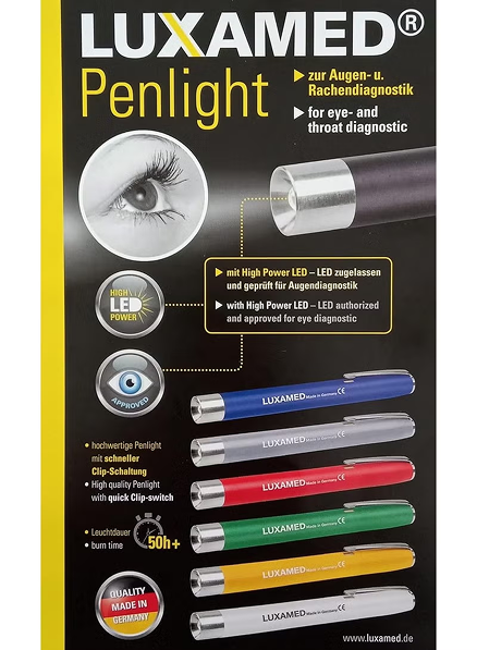 LUXAMED LED Examination Penlight - Medical Grade Diagnostic LED Pen Torch with Neutral White Light, Pocket Clip, Compact Design, Doctor Tool, Nurse Essentials (Black)