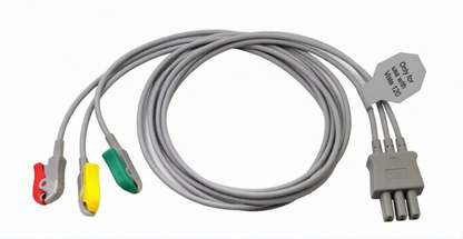 3-Lead ECG Leadwire Set for Dräger Vista 120 Patient Monitor, IEC Color Coded (Red, Yellow, Green), Medical-Grade TPU Cable with Secure Grabber Clips, 3-Pin Connector