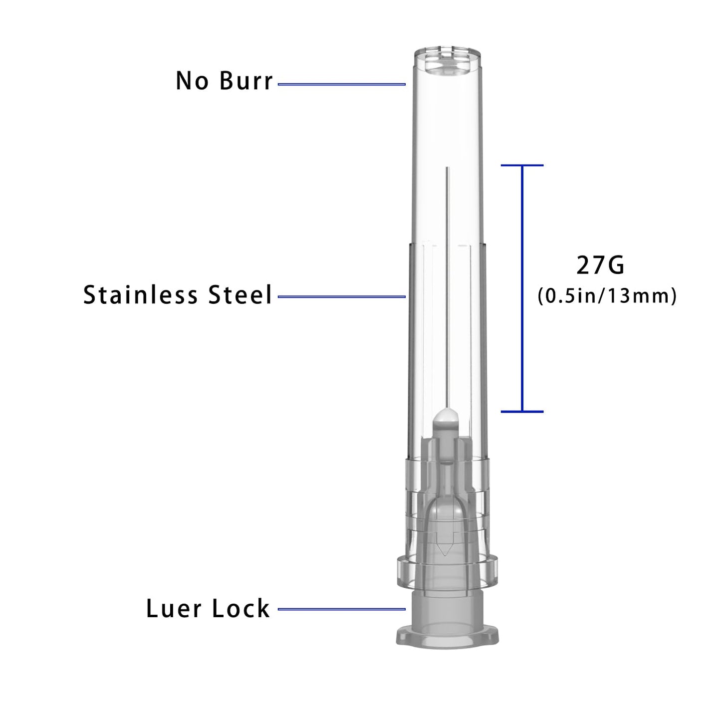 Sterile Hypodermic Needle – 27G x ½” | Non-Pyrogenic | EO Sterilized | Precision Medical Injection Needle | Single-Use | CE Certified
