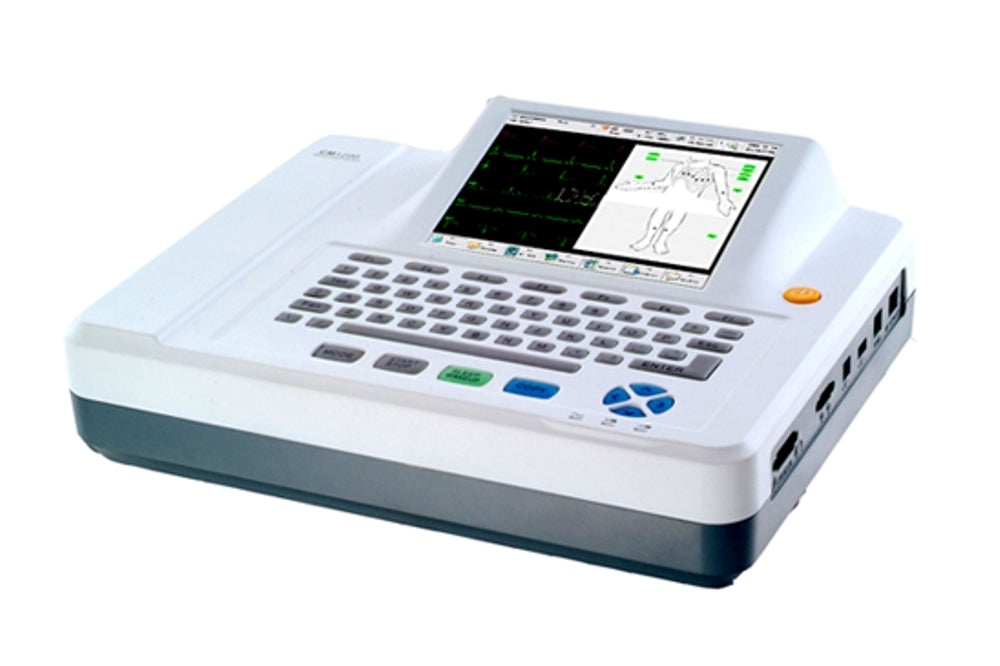 Comen CM1200A / CM1200B 12-Channel ECG Machine – 8.4" Color Touch Screen Interpretive Electrocardiograph with Internal Storage & Built-in Printer