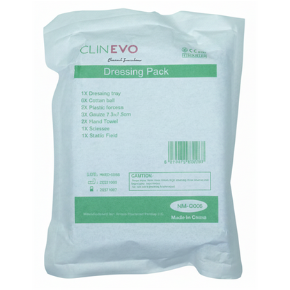 Sterile Dressing Pack (NM-G006) – Disposable Medical Dressing Kit with Dressing Tray, Cotton Balls, Gauze, Hand Towels, Scissors &amp; Plastic Forceps – For Clinic, Hospital, Home Wound Care