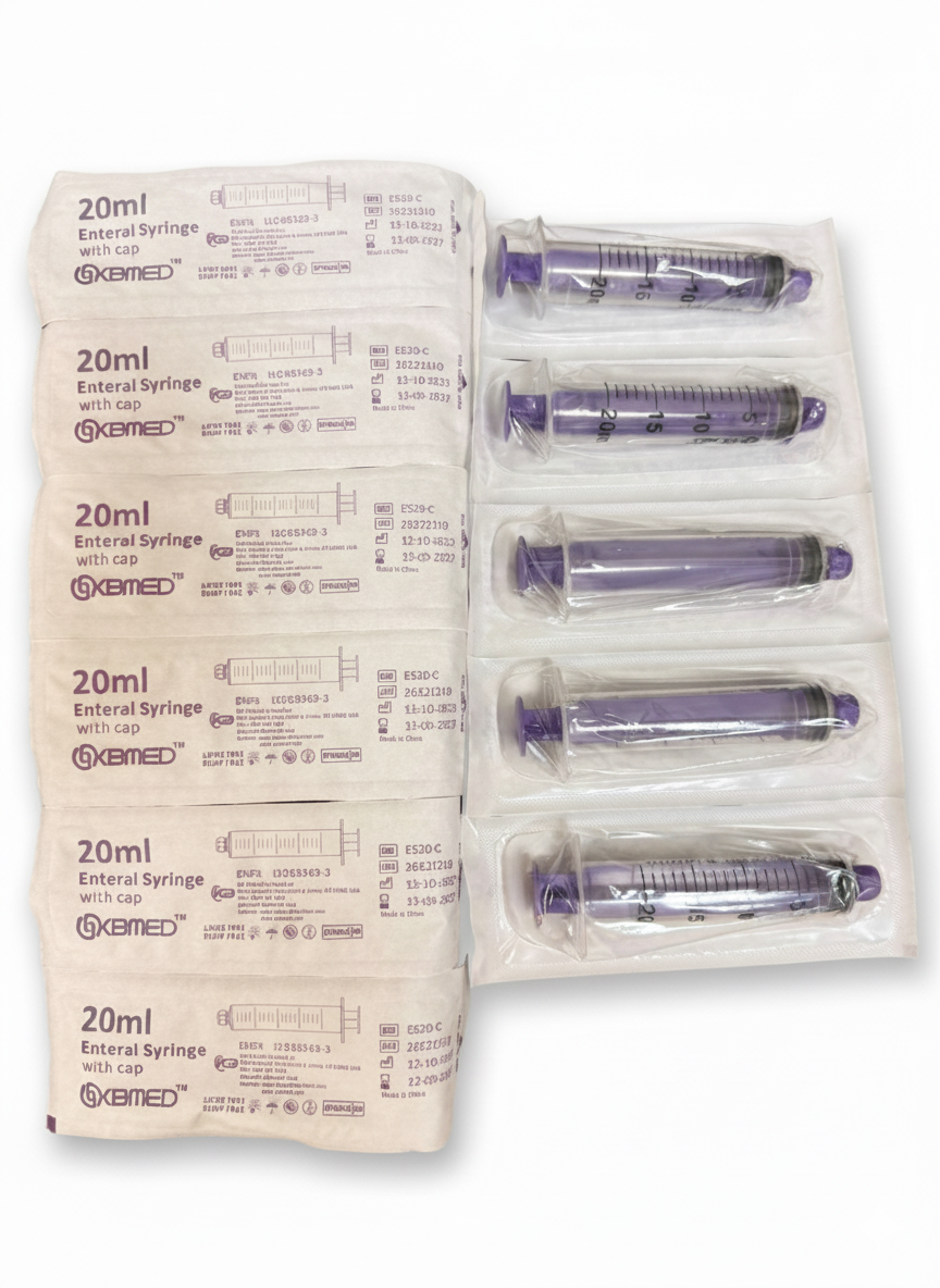 ENFit Enteral Syringe with Cap 20ml | ISO 80369-3 Compliant | Safe Feeding & Medication Administration | Latex/DEHP Free (Box of 100