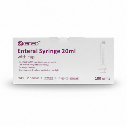 ENFit Enteral Syringe with Cap 20ml | ISO 80369-3 Compliant | Safe Feeding & Medication Administration | Latex/DEHP Free (Box of 100