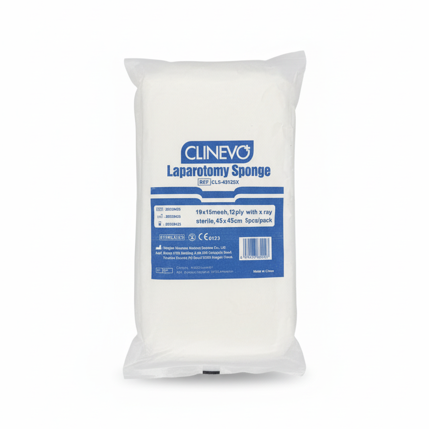 Sterile Laparotomy Sponges with X-Ray Detectable Thread – 12-Ply Cotton Abdominal Pads – 45x45cm Surgical Swabs for OR Procedures (5 pcs/pack)