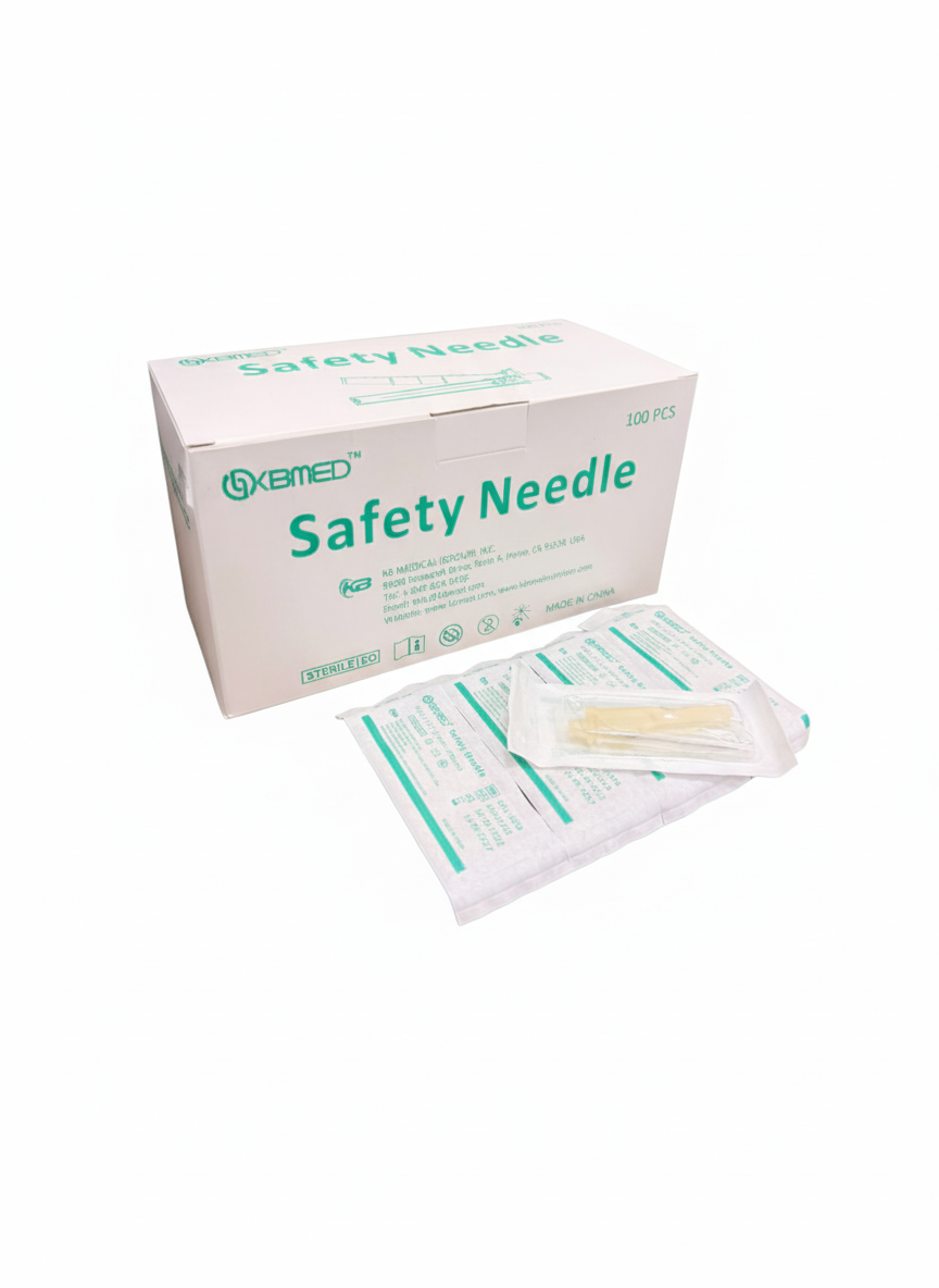 Safety Hypodermic Needles 19G x 1 1/2" (1.1mm x 38mm) - Box of 100 | Needle Stick Injury Prevention