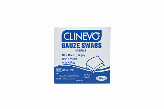 CLINEVO Sterile Gauze Swabs – 10 x 10 cm, 12-Ply (Pack of 100) | Individually Sterile Packs for Wound Dressing, Medical Procedures & First Aid | Soft & Highly Absorbent Cotton Gauze