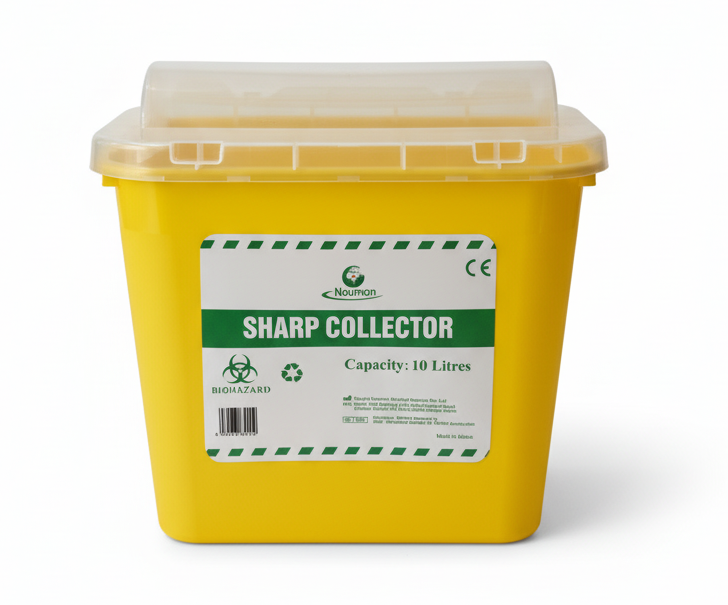 10L Sharps Collector Biohazard Container – Medical Sharps Disposal Box for Needles, Syringes, Surgical Blades & Clinical Waste | Secure Locking Lid | CE Certified | Hospital & Home Use