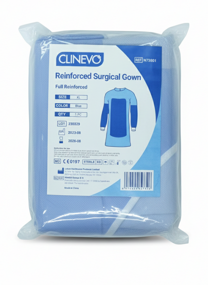 Full Reinforced Surgical Gown XL - Sterile AAMI Level 3/4 Barrier Protection, Blue Disposable Isolation Gown for High-Risk Procedures