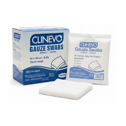Sterile Gauze Swabs – 10 x 10 cm, 8-Ply (Pack of 100) | Individually Sterile Packs for Wound Dressing, Medical Procedures & First Aid | Soft & Highly Absorbent Cotton Gauze