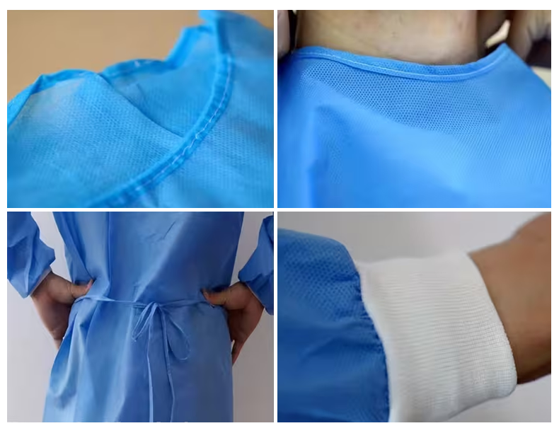 Disposable Isolation Gown with Knitted Cuffs | Level 2 Medical Protective Gown | Fluid-Resistant Non-Woven PPE Gown | Comfortable Full Coverage Safety Gown for Hospital, Clinic & Lab Use | Size: L (10 PCS)