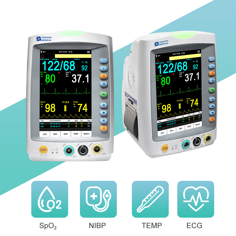 Lepu Vital Signs Monitor PC-900 Plus – Multi-Parameter Patient Monitor for Blood Pressure, SpO₂, Pulse Rate & Temperature, Portable Medical Monitor for Clinic & Home