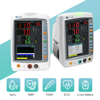 Lepu Vital Signs Monitor PC-900 Pro – Multi-Parameter Patient Monitor for Blood Pressure, SpO₂, Pulse Rate & Temperature, Portable Medical Monitor for Clinic & Home