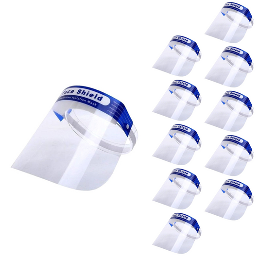 Face Shield Protective Isolation Mask (Pack of 10) – Clear Anti-Fog Full Face Coverage Visor, Lightweight & Reusable Safety Shield for Droplets, Dust & Splash Protection