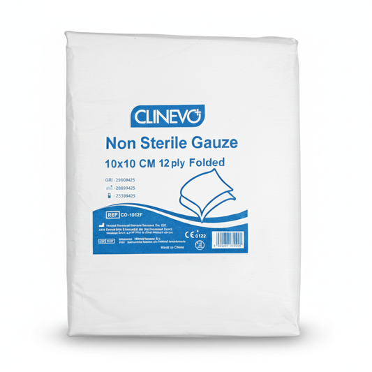 Non-Sterile Gauze Pads – 10 x 10 cm, 12-Ply Folded (Pack of 100) | Soft & Highly Absorbent Cotton Gauze for General Wound Cleaning, Dressing Support & Non-Invasive Use | CE 0123 Certified