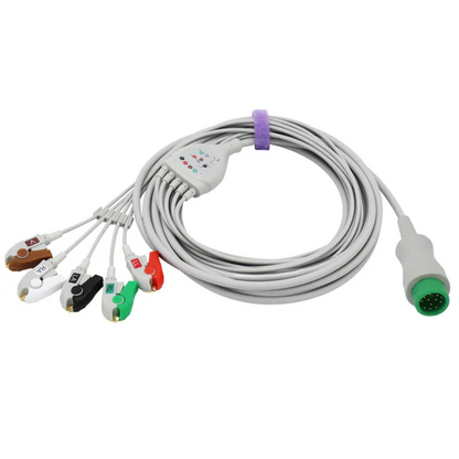 MADKE ECG Cable 5 Lead Pinch AHA G5143P – Medical ECG Lead Wire Patient Monitoring Cable with Pinch Clip Electrodes, Latex-Free, Compatible with Hospital Monitors