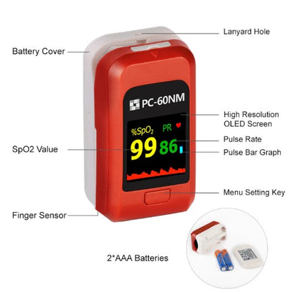 Finger Pulse Oximeter PC-60NW – Portable Fingertip Blood Oxygen (SpO₂) & Pulse Rate Monitor with OLED Display, Fast & Accurate Readings for Home, Clinic, Sports
