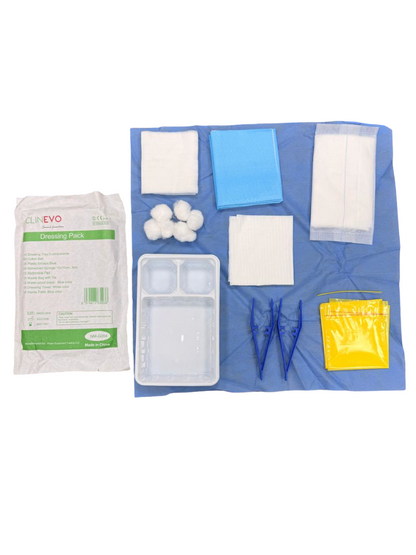 Sterile Dressing Pack (NM-G004)– Single Use Medical Wound Care Kit | Includes Cotton Balls, Sponge (10x10cm), Abdominal Pad, Plastic Forceps, Waste Bag, Dressing Towel & Sterile Field – For Clinics, Hospitals & First Aid