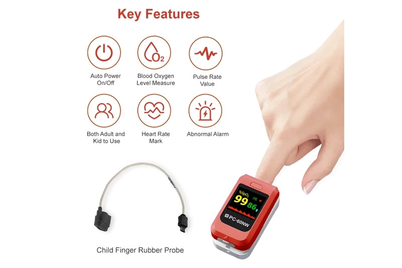 Finger Pulse Oximeter PC-60NW – Portable Fingertip Blood Oxygen (SpO₂) & Pulse Rate Monitor with OLED Display, Fast & Accurate Readings for Home, Clinic, Sports