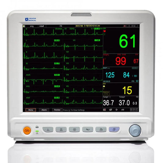 Bedside Monitor UP-7000 – Multi-Parameter Patient Monitor with ECG, SpO₂, NIBP, Temperature & Respiration, Color Display Medical Monitor for ICU, Clinic & Hospital
