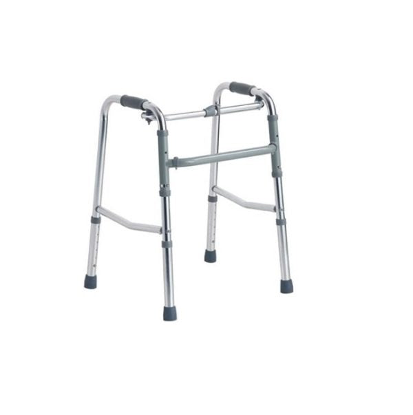 Standard Folding Medical Walker Lightweight Aluminum, Adjustable Height, Portable Mobility Aid for Seniors & Patients