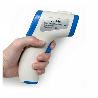 Non-Contact Infrared Forehead Thermometer LC-166 | 1 Second Fast Measurement | Digital Temperature Gun with LCD Backlight & Memory | Safe for Babies, Kids & Adults | No-Touch Body Temperature Scanner